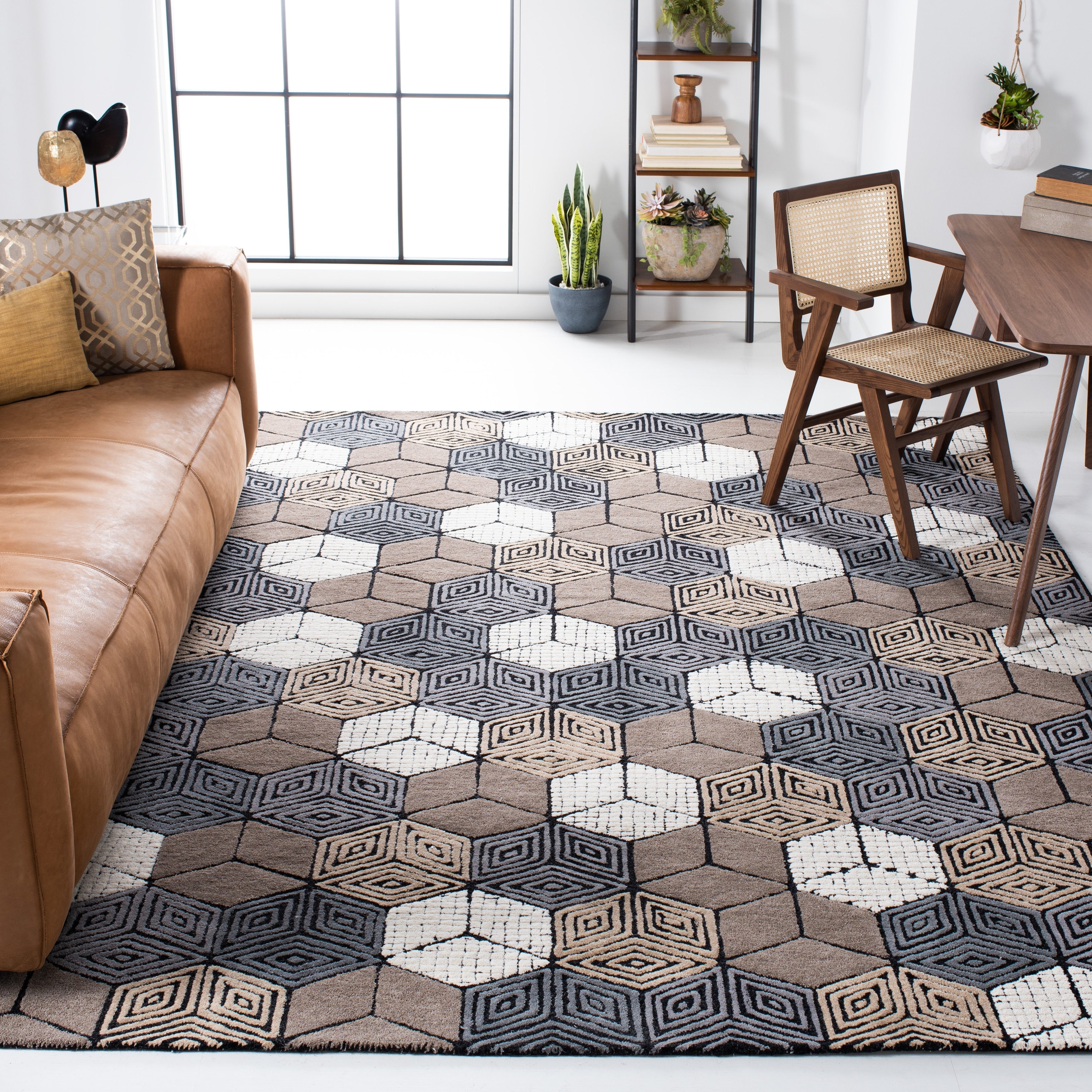 SAFAVIEH Handmade Fifth Avenue Gospodinka Mid-Century Modern Wool Rug
