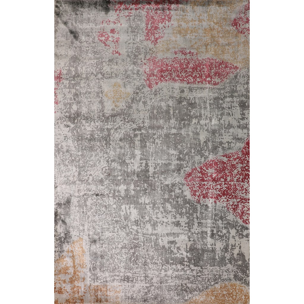 Abstract Area Rug Hand-Knotted Wool Carpet - 6'6" X 9'9"