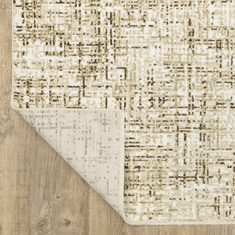 Style Haven Raphael Gridwork Ivory/ Brown Mixed Pile Area Rug