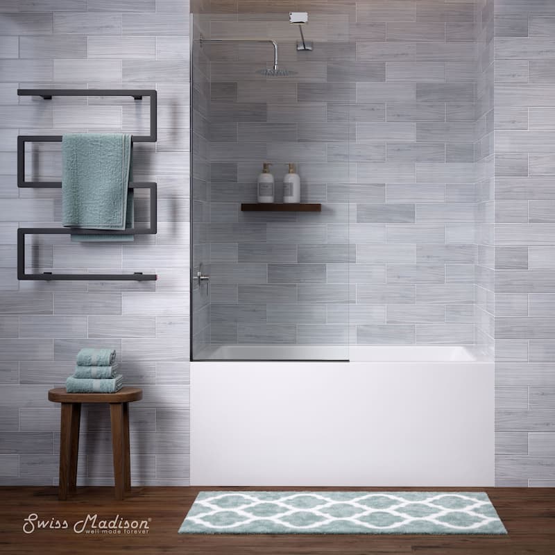 Voltaire 54 X 30 Skirted Left Drain Soaking Apron Bathtub In Glossy White With Integrated Overflow, Drain Included