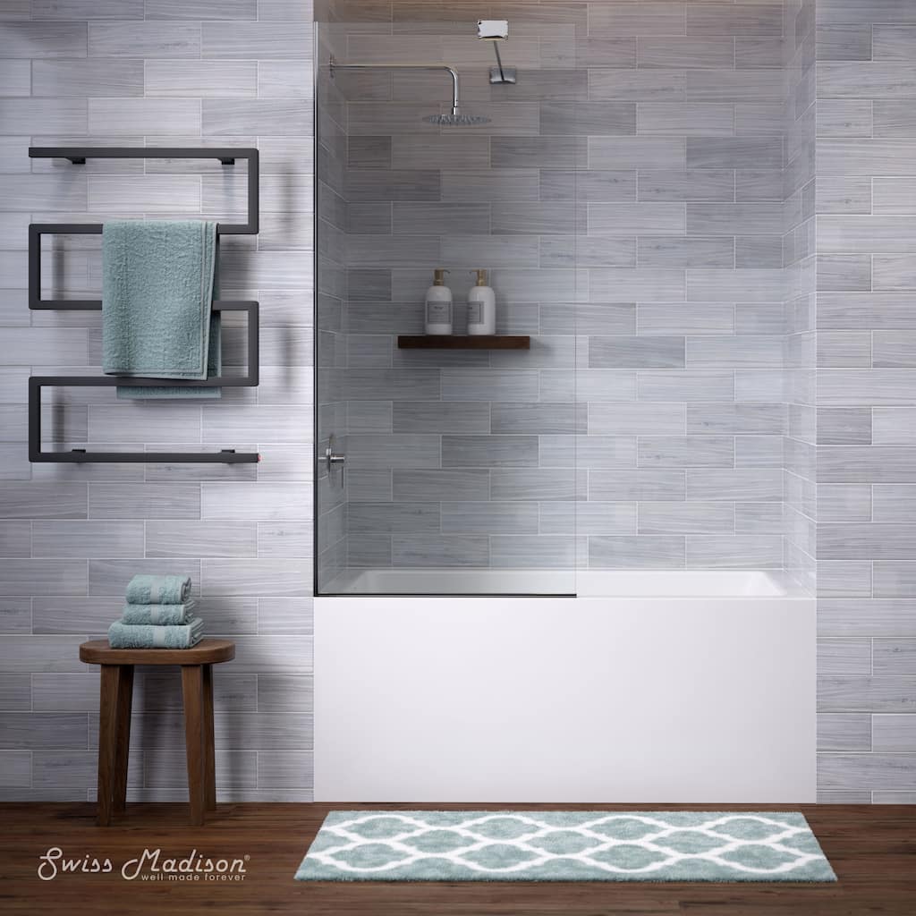 Voltaire 54 X 30 Skirted Left Drain Soaking Apron Bathtub In Glossy White With Integrated Overflow, Drain Included