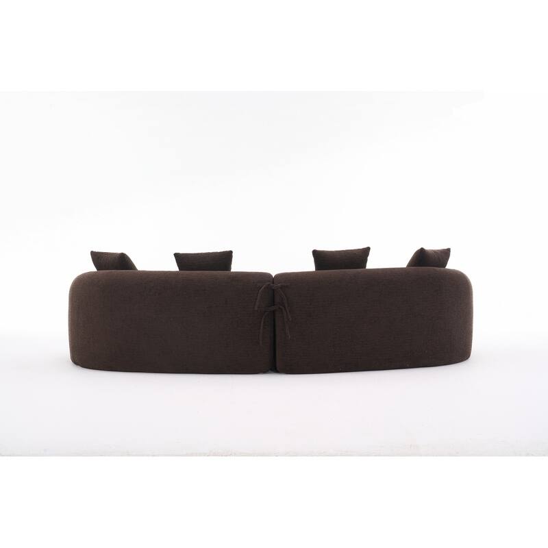 Curved Loveseat White Full Compression Sponge Sofa