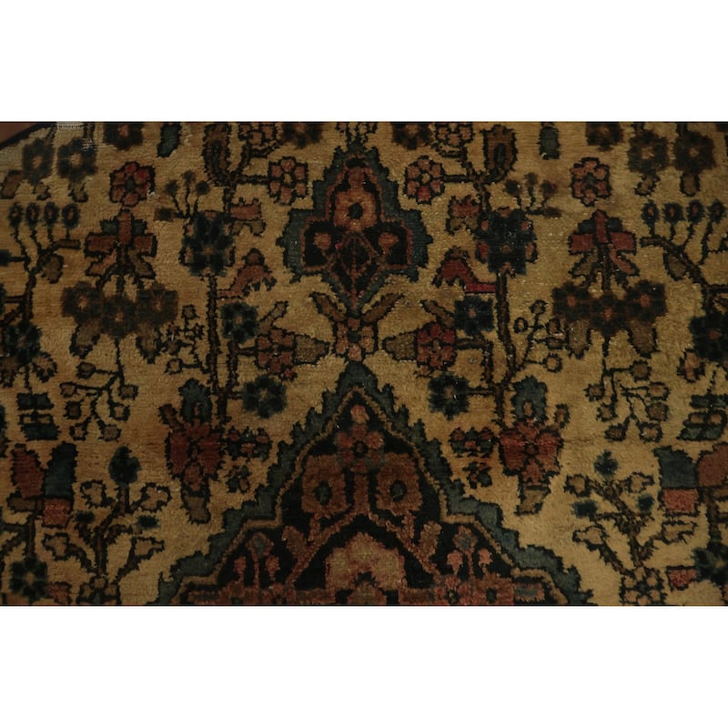 Hand Knotted Oriental 100% Wool Carpet Traditional Floral Beige & Ivories Hamedan Area Rug - 6' 7'' X 6' 6''