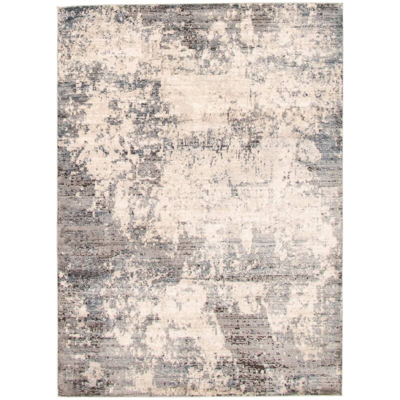 ECARPETGALLERY Oregon Abstract Contemporary Rug - 5'3" x 7'3" - Ivory/ Grey