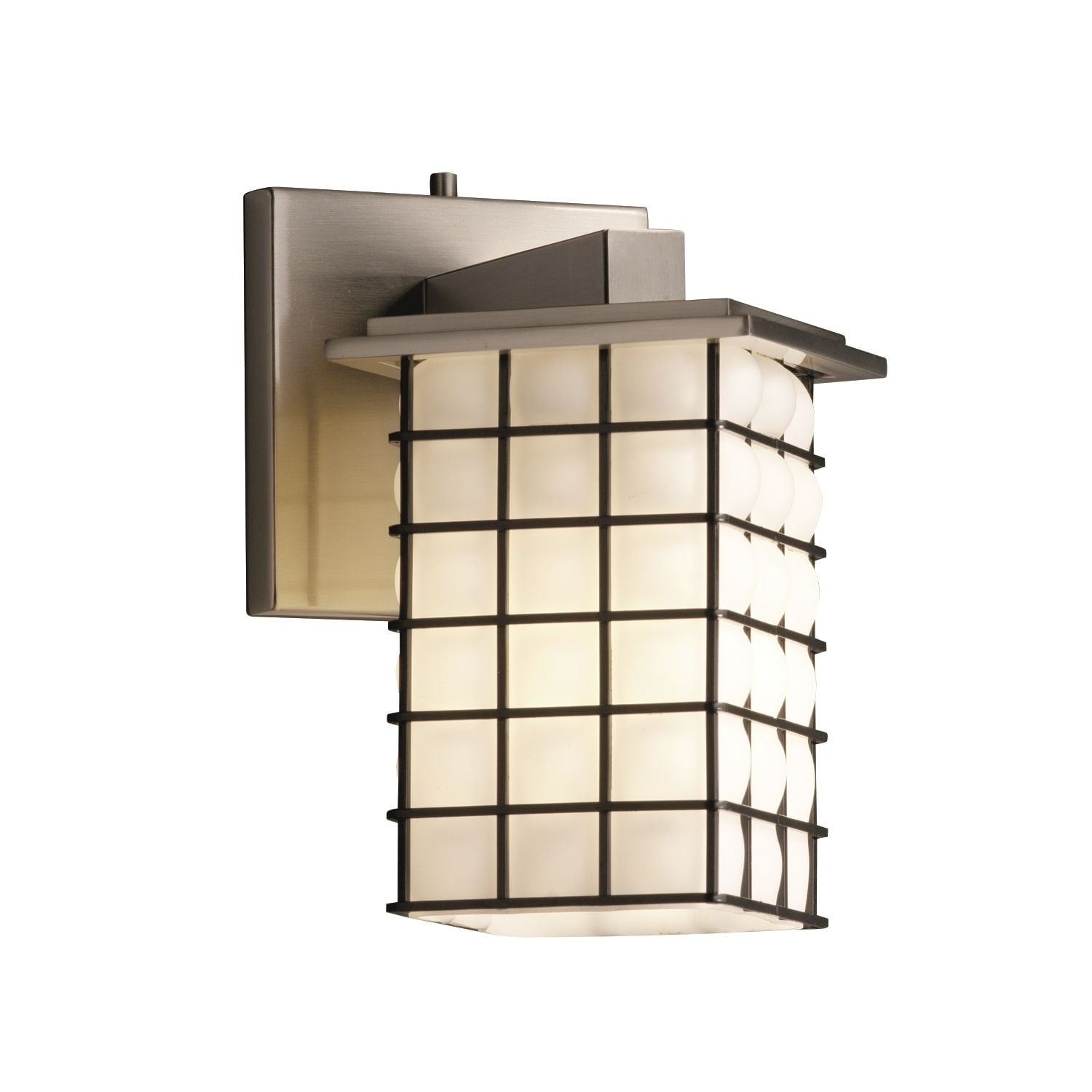 Justice Design Wire Glass Montana Angled Bobeche Wall Sconce, Grid Opal