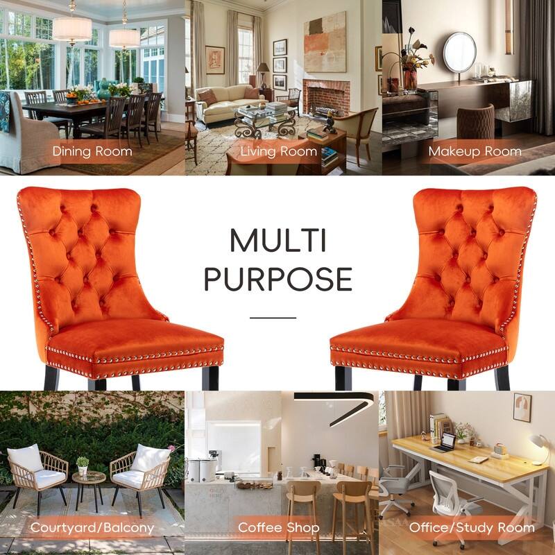 Tufted Naliheads Solid Wood Upholstered Dining Chairs Set of 8