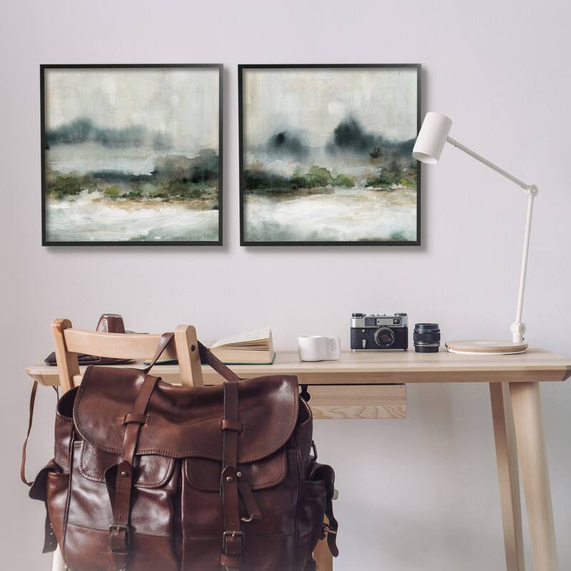 Stupell Somber Abstract Landscape Mountain Watercolor Details 2 Piece Framed Wall Art, Design by Carol Robinson