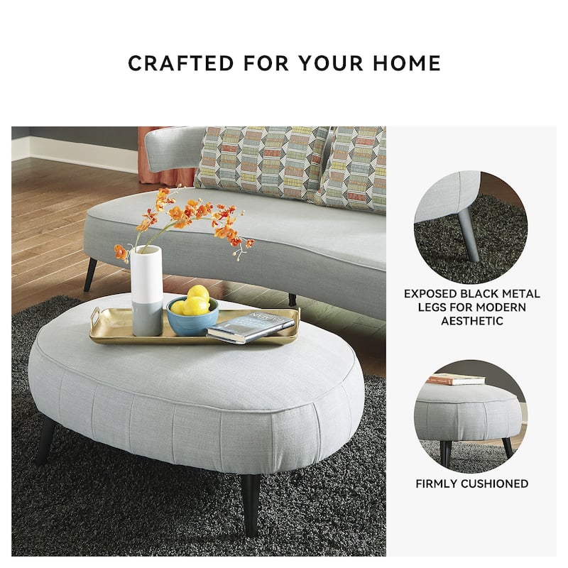 Signature Design by Ashley Hollyann Mid-Century Modern Gray Oversized Ottoman