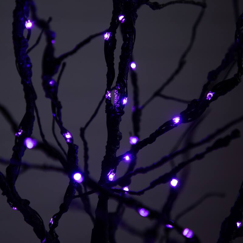 Pre-Lit Artificial Halloween Twig Tree - 6' - Black - Orange and Purple LED Lights
