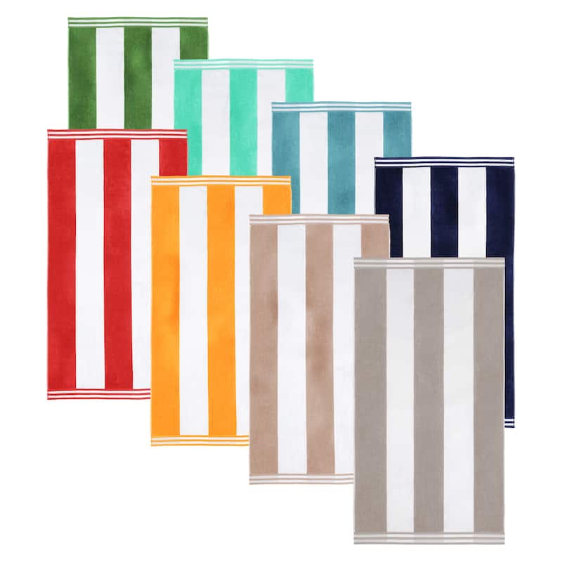 Superior Cabana Stripe Oversized Cotton Beach Towel (Set of 2)