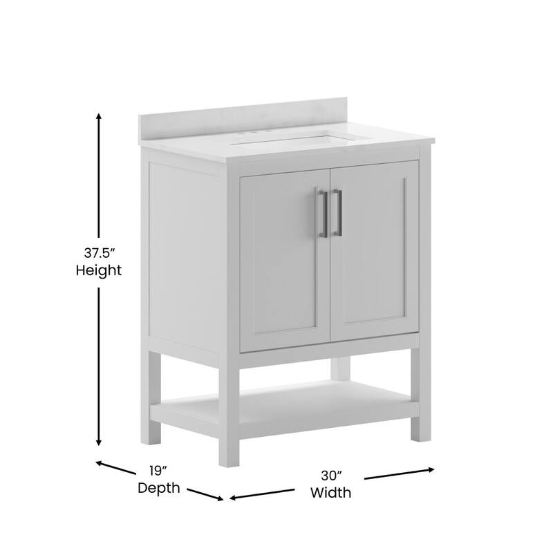 Bathroom Vanity with Undermount Sink and Open Storage Shelf