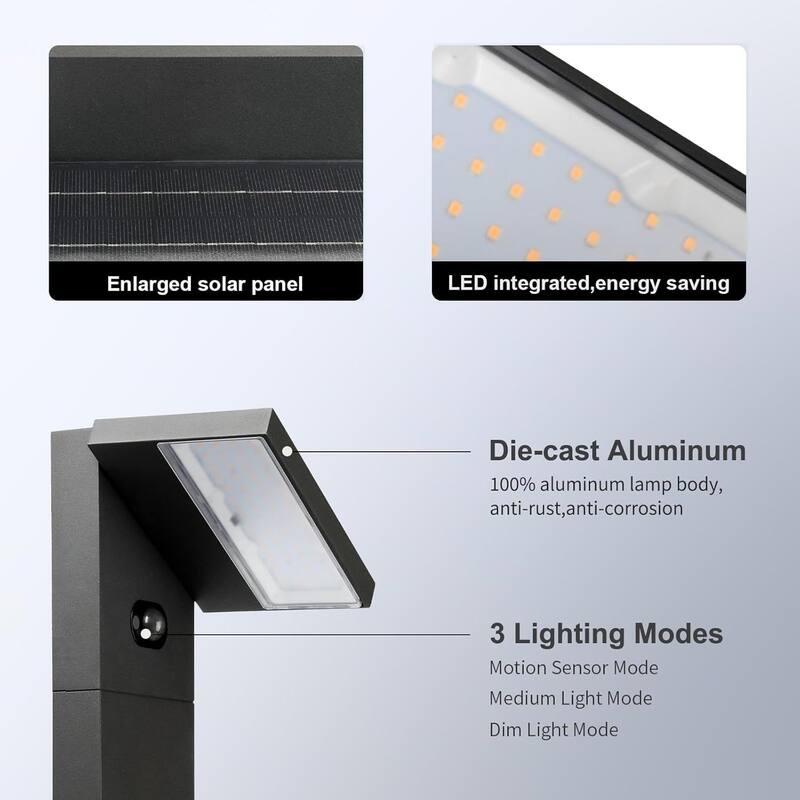 Solar Pathway Lights Outdoor with Motion Sensor IP65 Waterproof Path Lights for Driveway Adjustable Head