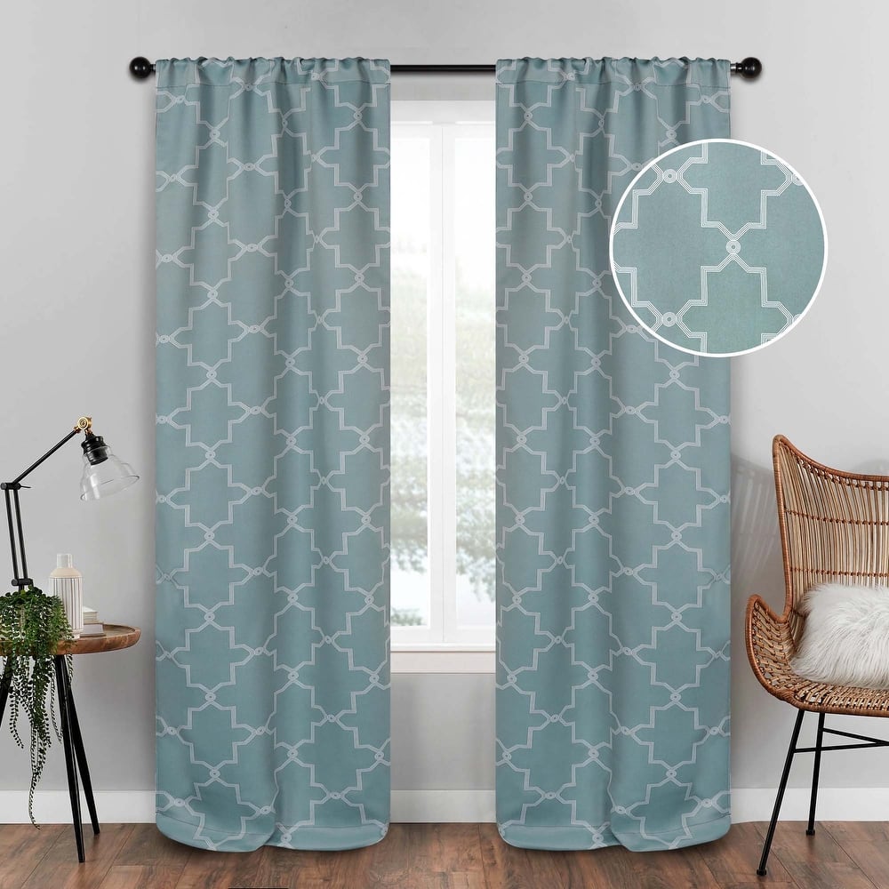 Superior Trellis Washable Room Darkening Curtains, Set of 2 Panels