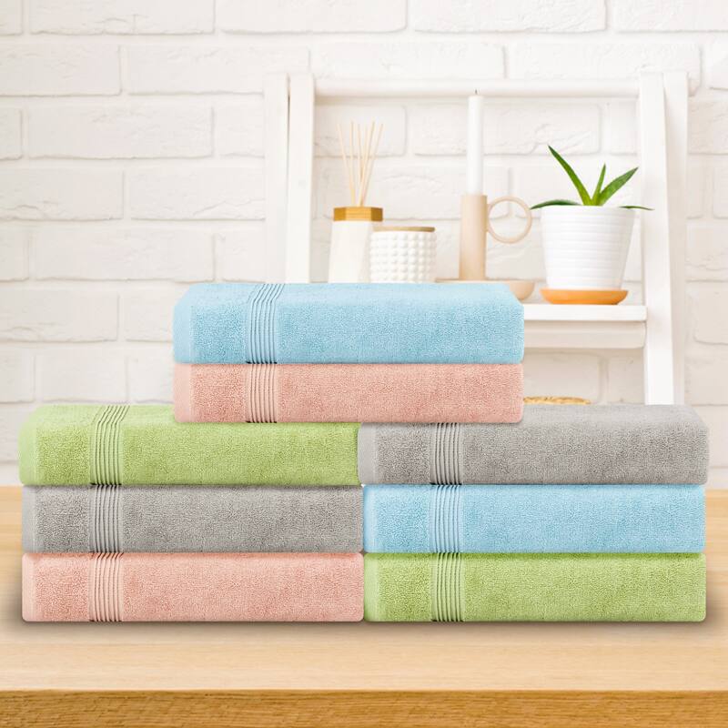 Soft Bath Towels, 2 Pack Stripes Large Bathroom Towels Set Highly Absorbent Towels for Bathroom 28" x 56"