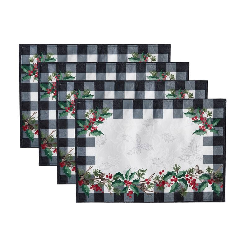 Holly Farmhouse Charm Holiday Fabric Placemats, Set of 4 - Set of 4