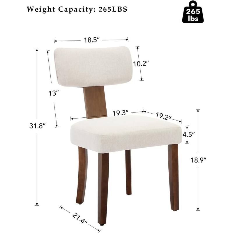 Modern Fabric Dining Chairs, Upholstered Kitchen Chairs with Hardwood Frame, Wood Legs, Nailhead Trim