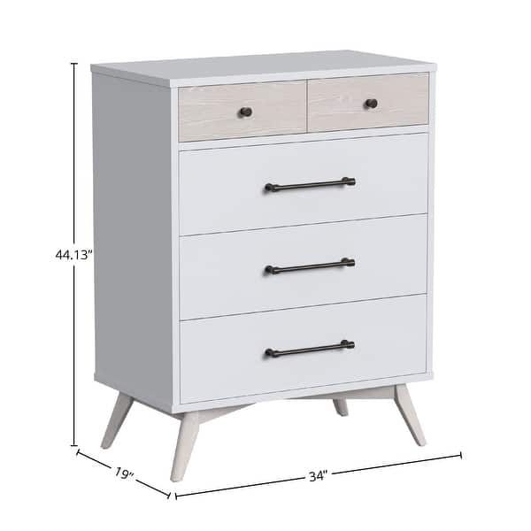 Rowan 4-Drawer Modern Wood Chest, Ash Linen White