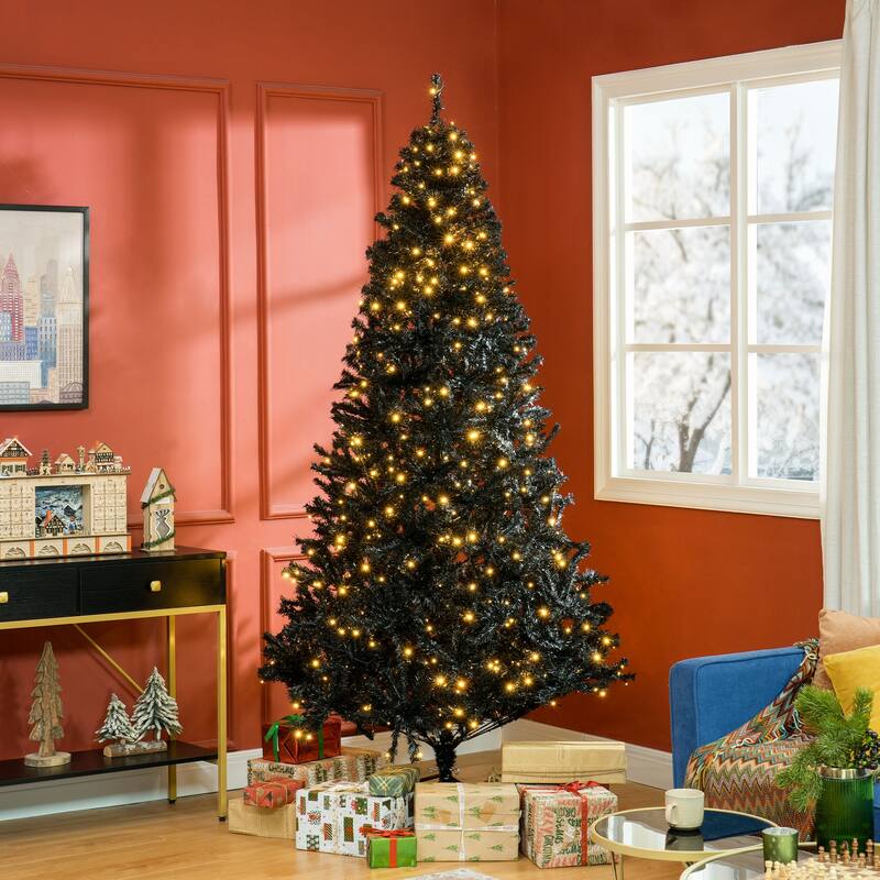 Realistic 7.5ft Tall Pre-Lit Christmas Tree with 500 Warm White LED Lights and Full Branches, Xmas Tree for Home Holiday Decor
