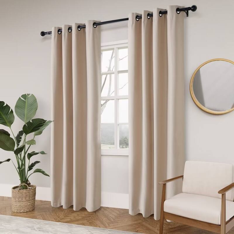 Soft Cotton Feel Twill Polyester 100% Blackout Grommet Pair (2 panels)