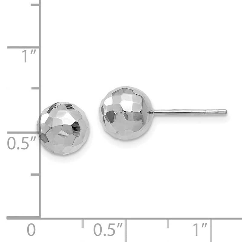 Curata 14k White Gold Polished 8mm Faceted Ball Post Earrings