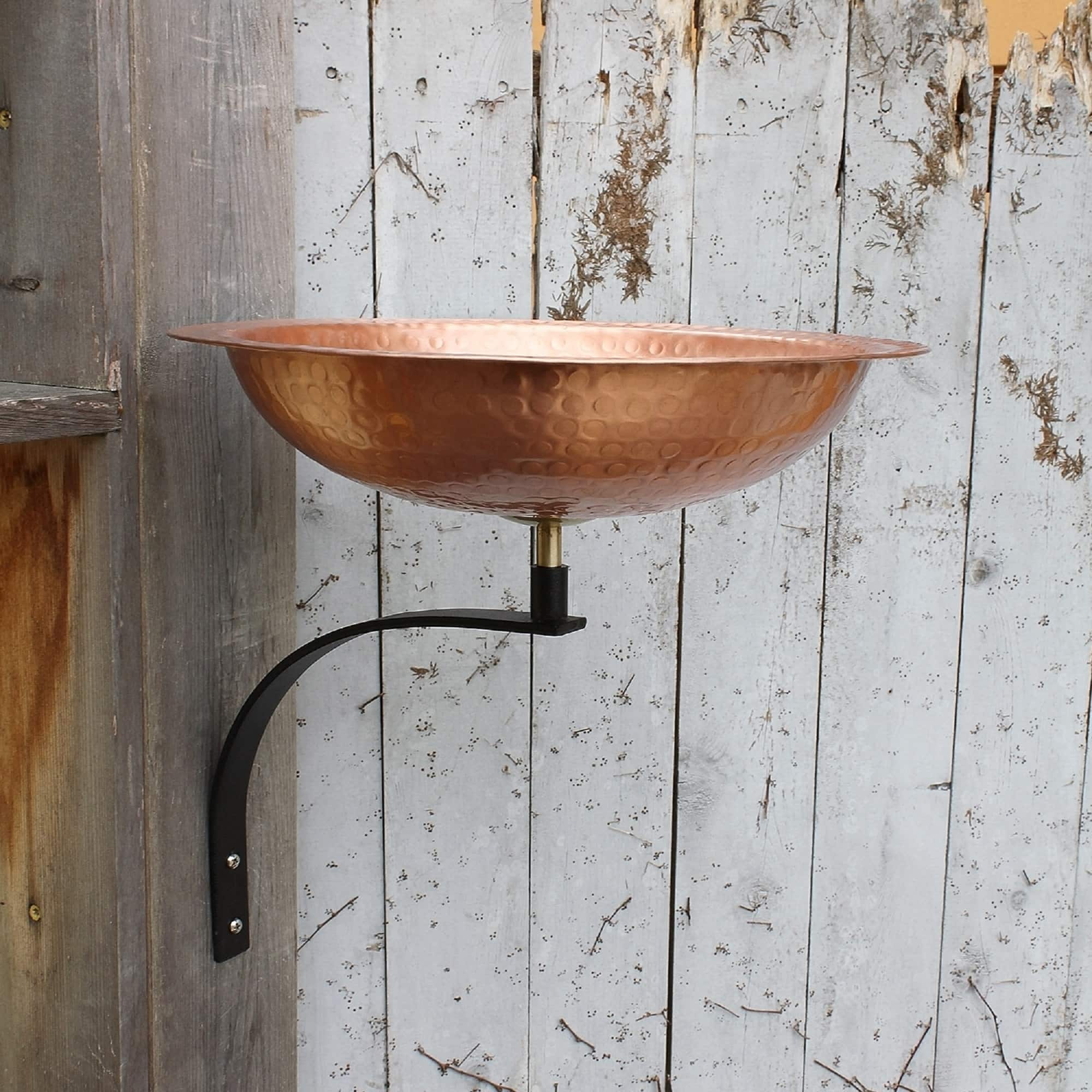 Achla Designs Hammered Solid Copper Birdbath w/Wall Mount Bracket, 12. ...