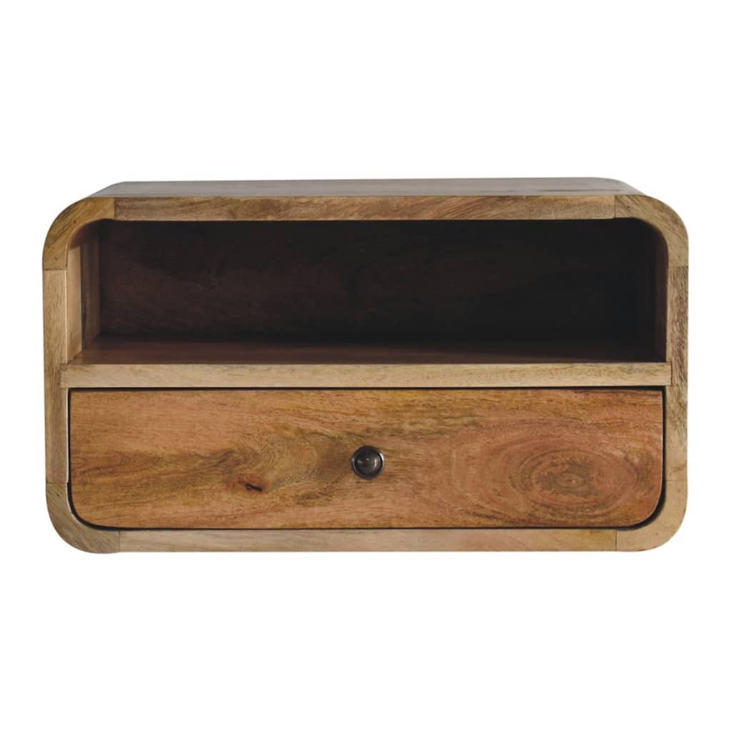 Artisan Furniture Solid Wood Large Oak-ish Curve Upper Slot Floating Bedside