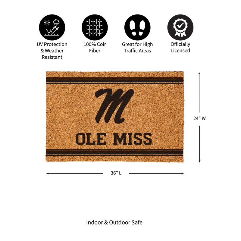Ole Miss Monochrome Indoor/Outdoor Coir Door Mat