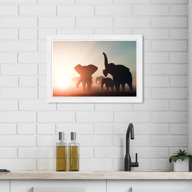 Wynwood Studio Prints Animals Together Stronger Orange and Modern & Contemporary Wall Art Canvas Print - White
