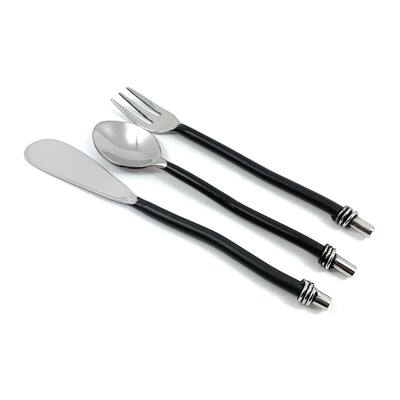 VIBHSA Breakfast Flatware Set of 6 Pieces (Black, Twisted)