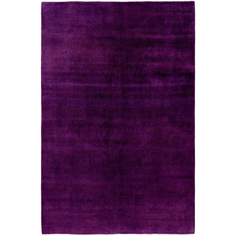 Overdyed One-of-a-Kind Hand-Knotted Area Rug - Purple - 6' 1" x 9' 5"