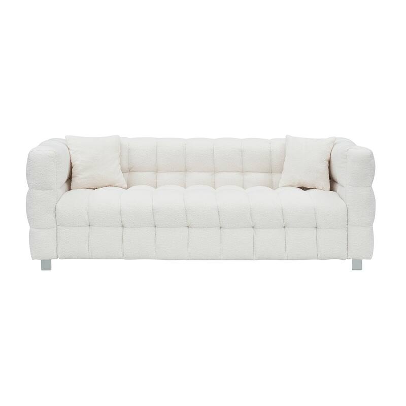 Teddy Plush Sofa 80 Inch Living Room Bedroom Discharge With Two Pillows Hardware Feet