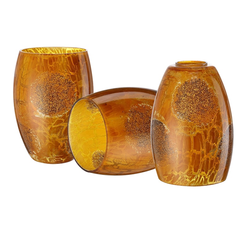 2.25 in. Lip Fitter Stone Crackle Glass Oblong Pendant Lamp Shade - 3-Pack