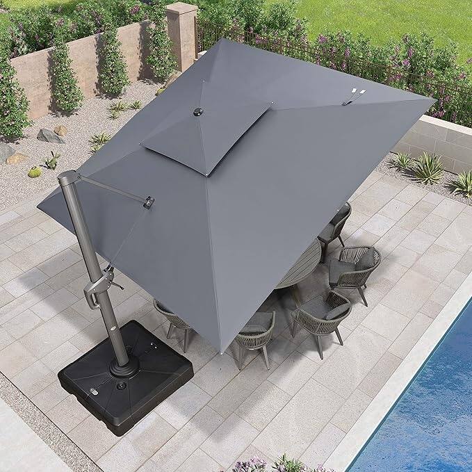 PURPLE LEAF Patio Cantilever Umbrella with 360 Degree Rotation