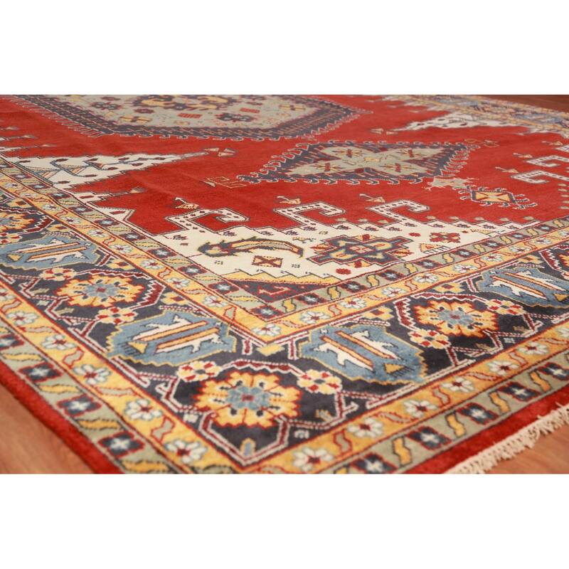 Palace Size Red Viss Indian Large Rug Handmade Wool Carpet - 12'2"x 17'9"