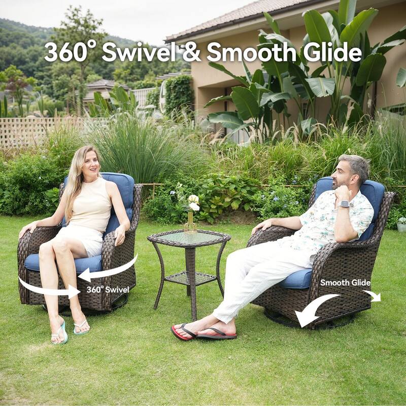 Pocassy Outdoor Swivel Chairs Patio Furniture Set