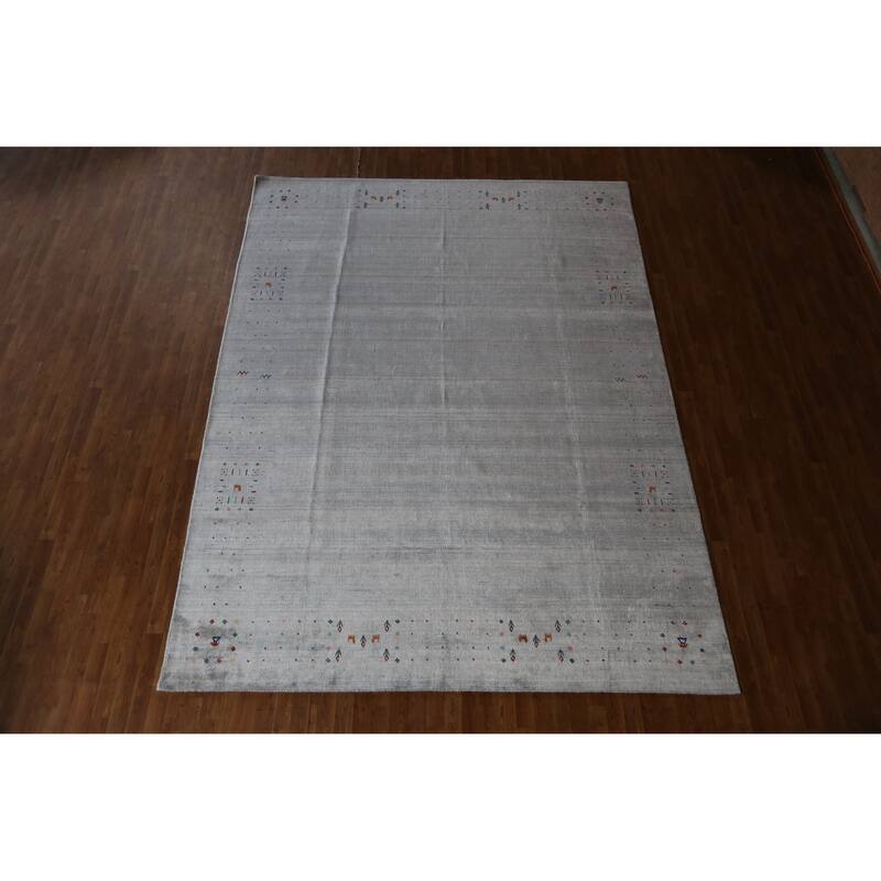 Hand Knotted Oriental 100% Wool Carpet Tribal Tribal Greys & Charcoal Gabbeh Area Rug - 12' 4'' X 9' 1''