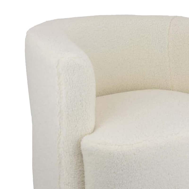 Selvi Swivel Accent Chair, Extra Soft Cushioning, Round, White Fabric