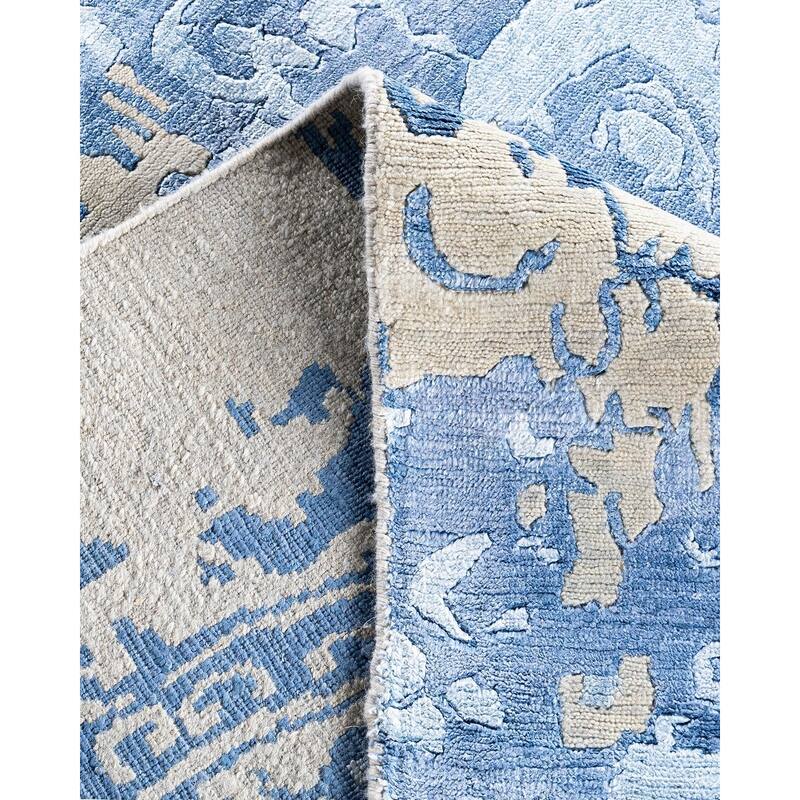 Modern One-of-a-Kind Hand-Knotted Area Rug, Blue - 9' 2" x 12' 1"
