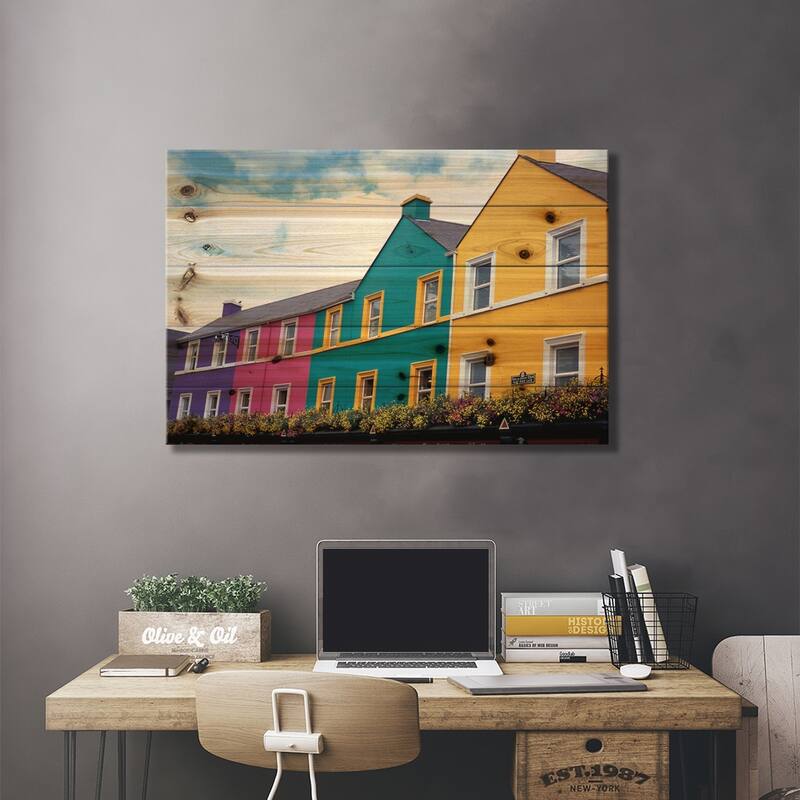 Colorful Architecture, Kenmare, County Kerry, Munster Province, Republic Of Ireland Print On Wood by David Barnes - Multi-Color