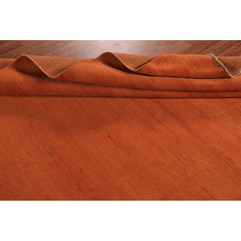 Gabbeh Oriental Area Rug Hand-Knotted Orange Wool Carpet - 6'5" x 9'6"