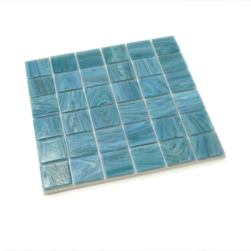 Apollo tile 12" x 12" Celestial Glossy Yale Blue Glass Tile (10 sq ft/case) - 10 Pack