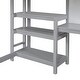 preview thumbnail 10 of 10, Full Size Wooden Loft Bed with Shelves, Desk & Writing Board, Gray