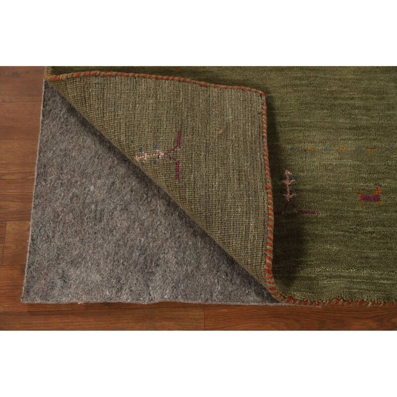 Hand Knotted Oriental 100% Wool Carpet Tribal Tribal Green Gabbeh Area Rug - 7' 7'' X 4' 11''