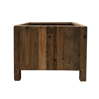 Small Square Wooden Planter - 23.5" - Brown