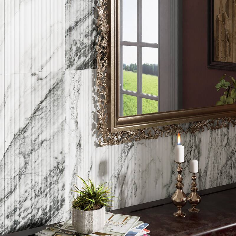 Merola Tile Touche Pleated Deco Zebre 11-3/4" x 23-1/2" Porcelain Floor and Wall Tile