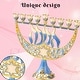 preview thumbnail 7 of 5, Matashi Hand Painted Enamel Menorah Candelabra with Hanukkah Design, Embellished with Gold Accents and High Quality Crystals