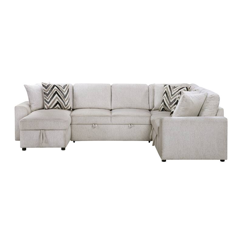 Marseille Chenille 3-Piece Sectional Sofa with Pull-out Bed & Storage