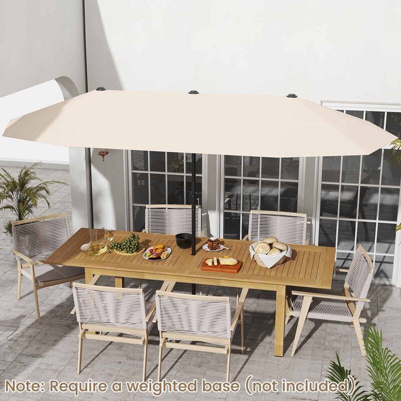 Polyester Double-Sided Patio Umbrella with Crank Handle