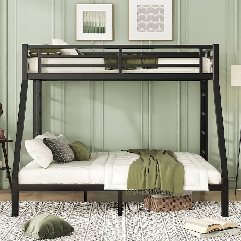 Metal Bunk Bed with Space-Saving, Noise Reduced and Ladder for Teens and Adults