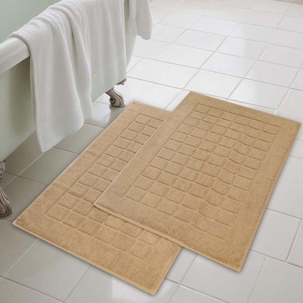 Superior Nora Cotton Absorbent Bathmats, Set of 2 - Latte